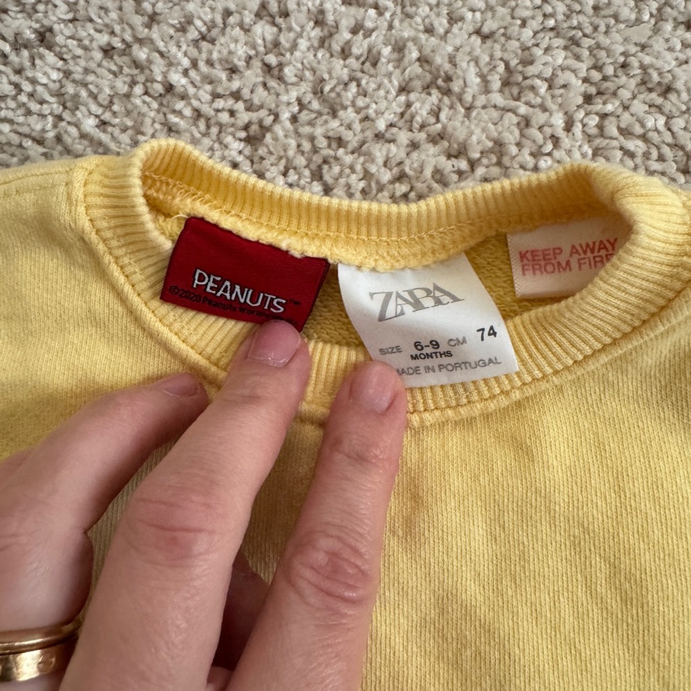 Zara Snoopy Sweatshirt | 6–9 Months | Like New - Picture 2 of 4